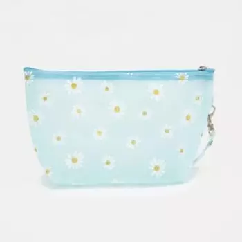 Косметичка на молнии, с ручкой, цвет голубой