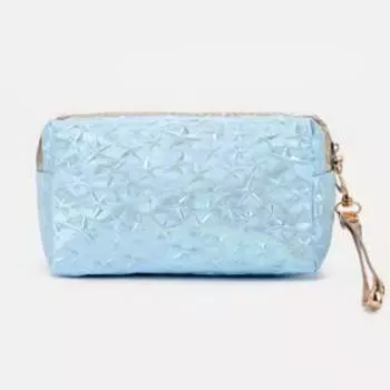 Косметичка на молнии, с ручкой, цвет голубой
