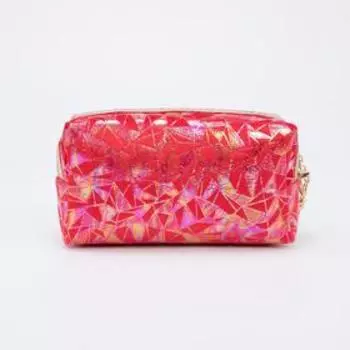 Косметичка на молнии, с ручкой, цвет красный