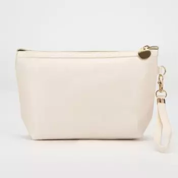 Косметичка на молнии, с ручкой, цвет молочный