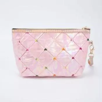 Косметичка на молнии, с ручкой, цвет розовый