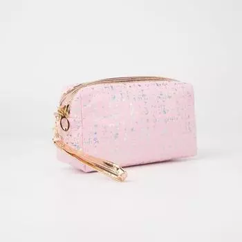 Косметичка на молнии, с ручкой, цвет розовый