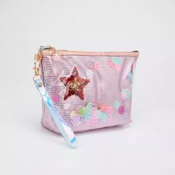 Косметичка на молнии, с ручкой, цвет розовый