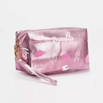 Косметичка на молнии, с ручкой, цвет розовый