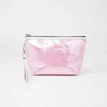 Косметичка на молнии, с ручкой, цвет розовый