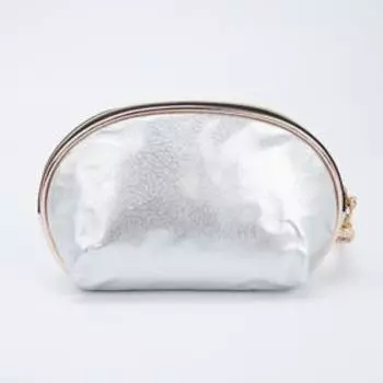 Косметичка на молнии, с ручкой, цвет серебристый