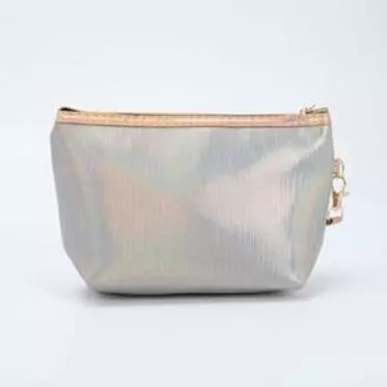 Косметичка на молнии, с ручкой, цвет серый