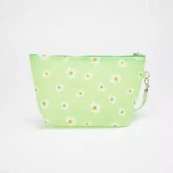 Косметичка на молнии, с ручкой, цвет зелёный