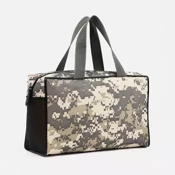 Косметичка на молнии, с ручками, цвет хаки/серый