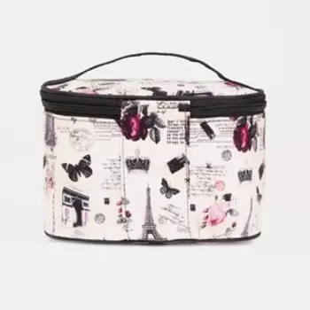 Косметичка на молнии, с зеркалом, цвет бежевый