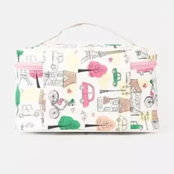 Косметичка на молнии, с зеркалом, цвет бежевый