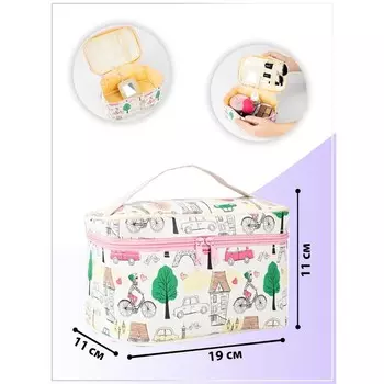 Косметичка на молнии, с зеркалом, цвет бежевый