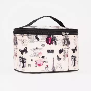 Косметичка на молнии, с зеркалом, цвет бежевый