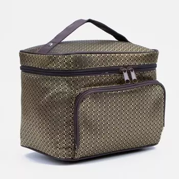 Косметичка на молнии, с зеркалом, цвет коричневый