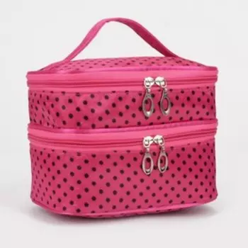 Косметичка на молнии, с зеркалом, цвет малиновый/чёрный