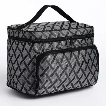 Косметичка на молнии, с зеркалом, с карманом, серая