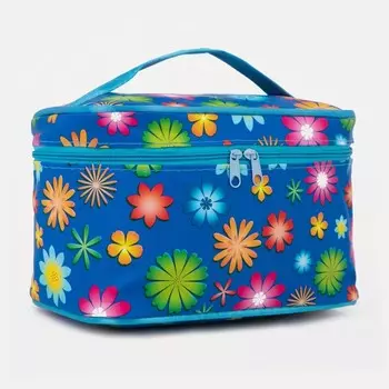 Косметичка на молнии, с зеркалом, цвет синий