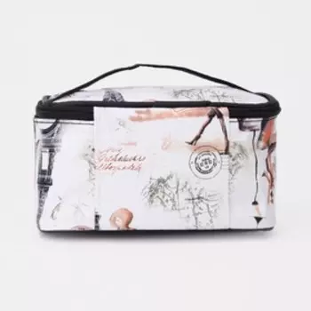 Косметичка на молнии, с зеркалом, цвет белый