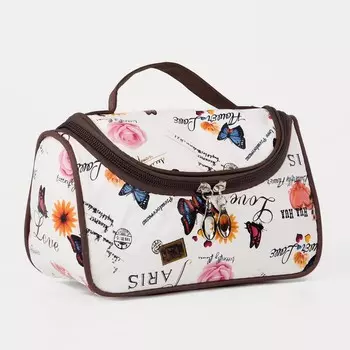 Косметичка на молнии, зеркало, цвет белый