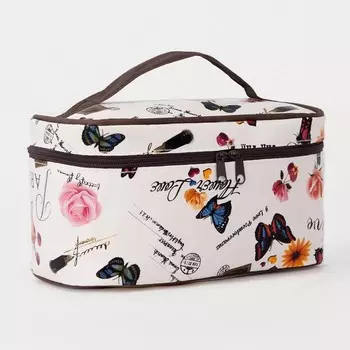 Косметичка на молнии, зеркало, цвет бежевый