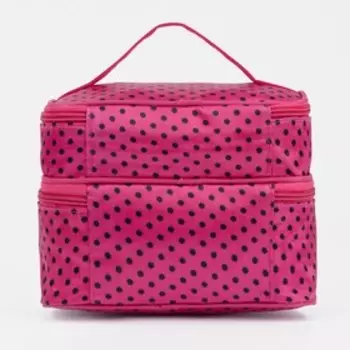 Косметичка, 2 отдела на молниях, цвет малиновый/чёрный