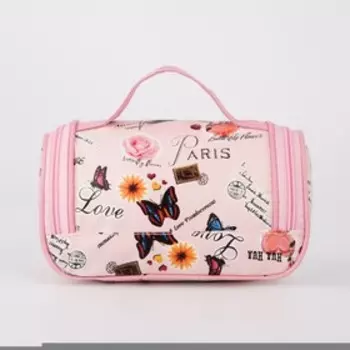 Косметичка на молнии, зеркало, цвет розовый