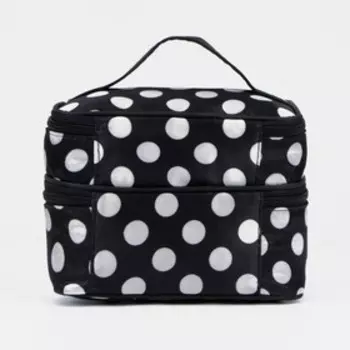 Косметичка, 2 отдела на молниях, цвет чёрный/белый