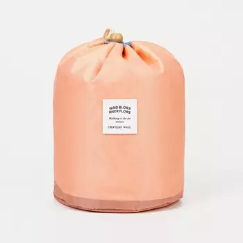 Косметичка-мешок дорожная на завязке, с кошельком, розовая