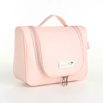 Косметичка-несессер на молнии, с ручкой, цвет розовый