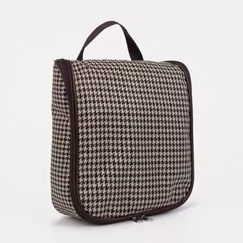 Косметичка-несессер на молнии, с подкладом, цвет коричневый/бежевый