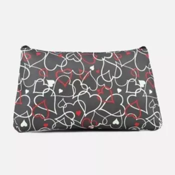 Косметичка-пенал на молнии, плоская, маленькая, с принтом, чёрная