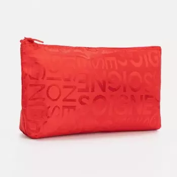 Косметичка-пенал на молнии, маленькая, с надписями, красная