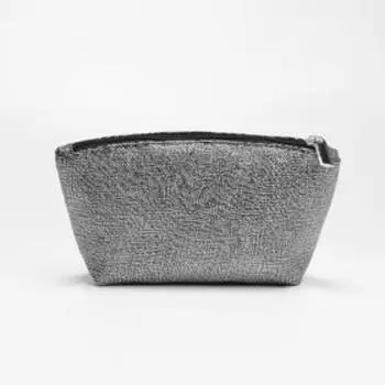 Косметичка простая, отдел на молнии, цвет серебристый