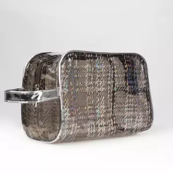 Косметичка ПВХ, отдел на молнии, с ручкой, цвет чёрный