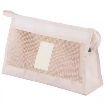 Косметичка с сеткой, 27х8х16 см, бежевая