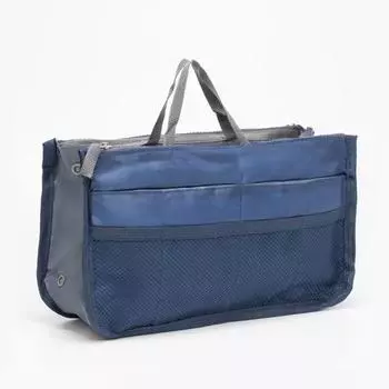 Косметичка-органайзер дорожная, на молниях, с ручками, карманами, синяя