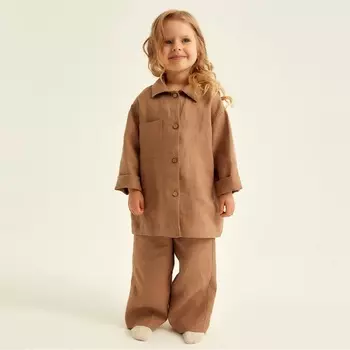 Костюм детский домашний (рубашка и брюки) SL HOME, размер 30 (98-104 см), цвет кофейный