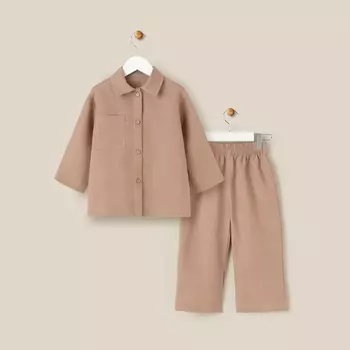 Костюм детский домашний (рубашка и брюки) SL HOME, размер 28 (86-92 см), цвет кофейный