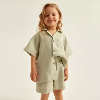 Костюм детский домашний (рубашка и шорты) SL HOME, размер 34 (122-128 см), светло-зелёный