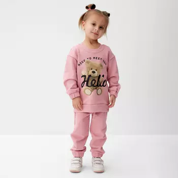 Костюм детский (джемпер, брюки) KAFTAN Hello р.30 (98-104), розовый