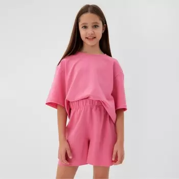 Костюм детский (футболка, шорты) MINAKU: Casual Collection цвет розовый, рост 128 см