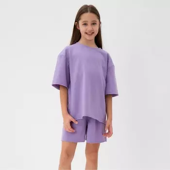Костюм детский (футболка, шорты) MINAKU: Casual Collection, лиловый, рост 128 см