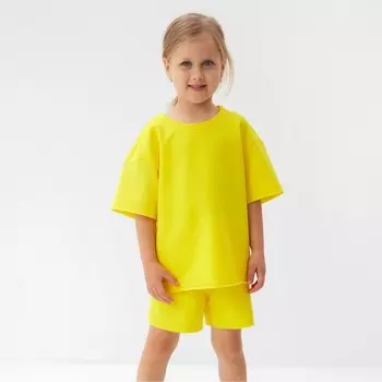 Костюм детский (футболка, шорты) MINAKU: Casual Collection, жёлтый, рост 116 см