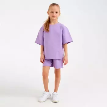 Костюм детский (футболка, шорты) MINAKU: Casual Collection, лиловый, рост 140 см