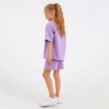 Костюм детский (футболка, шорты) MINAKU: Casual Collection, лиловый, рост 122 см