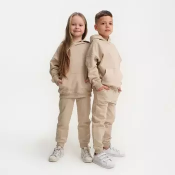 Костюм детский (худи, брюки) KAFTAN Basic line, размер 36 (134-140 см), цвет кофейный