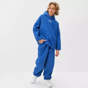 Костюм детский (худи, брюки) MINAKU: Basic Line KIDS, oversize, синий, рост 140 см