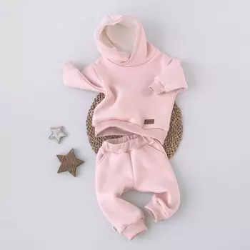 Костюм детский спортивный KinDerLitto «Оверсайз», 2 предмета: худи, штаны, рост 98-104 см, цвет пудра