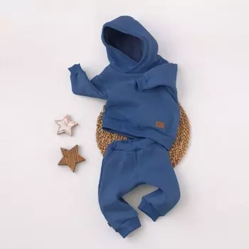 Костюм детский спортивный KinDerLitto «Оверсайз», 2 предмета: худи, штаны, рост 80-86 см, цвет деним