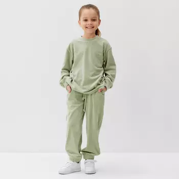 Костюм детский (свитшот, брюки) KAFTAN Plushy, размер 30 (98-104 см), зелёный
